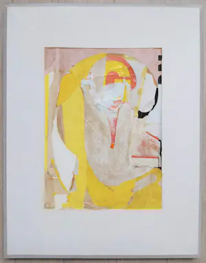 Gerard Brussee - Abstracte compositie, gemengde techniek met collage (netjes ingelijst) kopen? Bied vanaf 50!