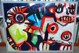 Jacob Kanbier - groot ingelijst schilderij, acryl op linnen / spieraam kopen? Bied vanaf 180!