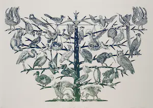 Valentin Bakardjiev - Zeefdruk, Directions of life: birds - Ingelijst kopen? Bied vanaf 35!