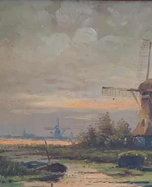 Onbekend - Gesigneerd - Landschap met molens - 19e eeuw kopen? Bied vanaf 10!