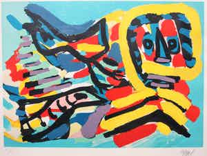 Karel Appel - Groot werk: Dier in abstractie verkocht voor € 550!