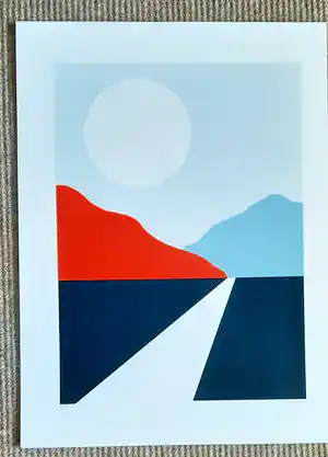 Niet of onleesbaar gesigneerd - Abstract geometrisch landschap verkocht voor € 1!