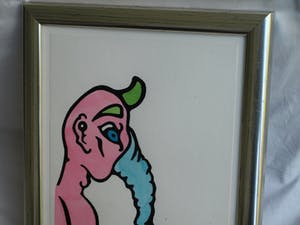 Pieter Zandvliet - Aquarel / Tekening, “Olifantman” – gesigneerd en ingelijst – 2009 kopen? Bied vanaf 35!