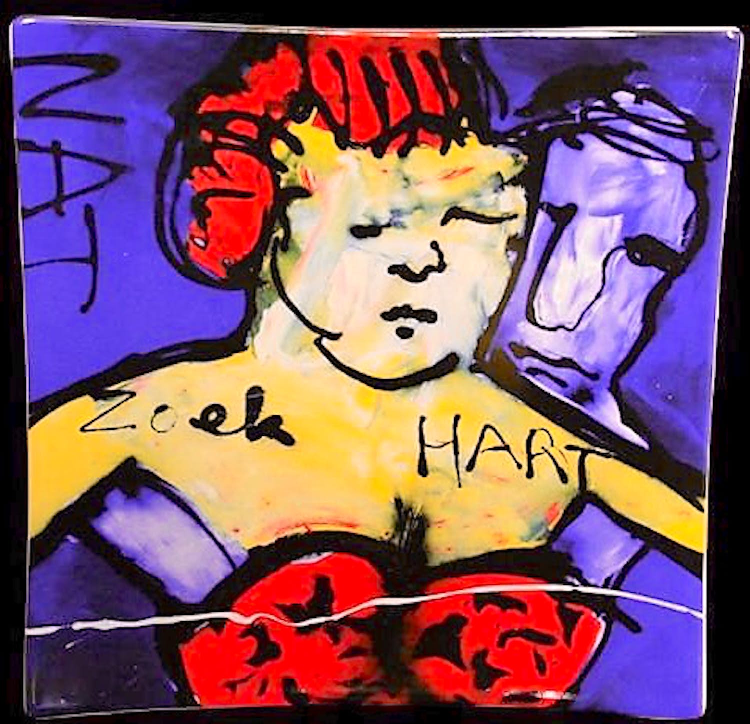 Herman Brood - Wandbord "Zoek hart" 1998, Schoonhoven Keramiek verkocht voor € 50!