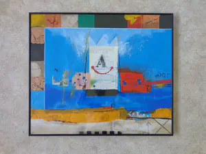 Theo Koster - "A" / KLEURZEEFDRUK + COLLAGE + OPGEHOOGD / 61x72cm / KADER / SIG kopen? Bied vanaf 50!