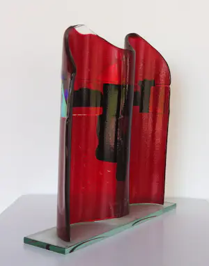 Bert Grotjohann - Glas, Kleurrijk abstract glazen object kopen? Bied vanaf 150!