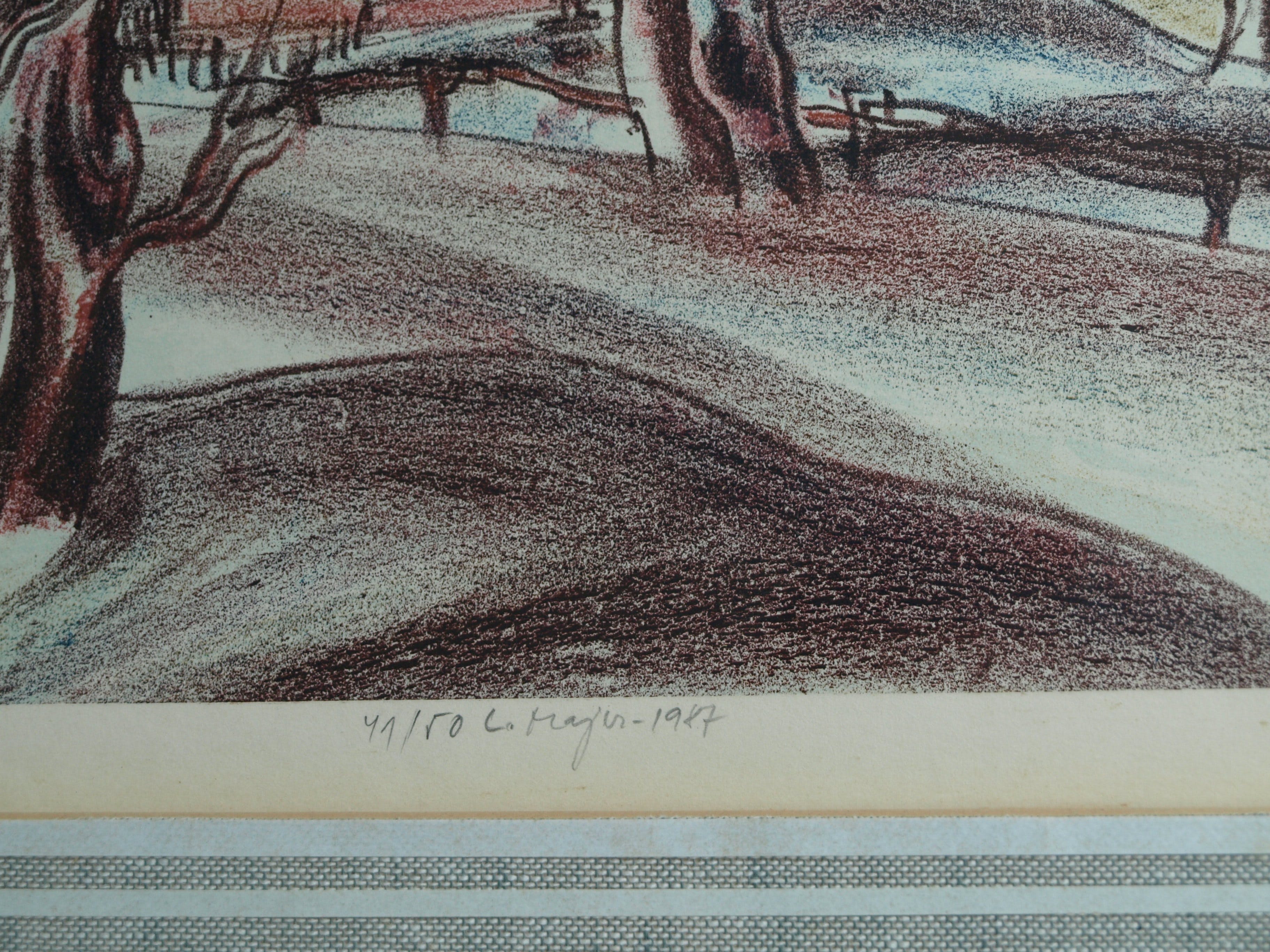 Luděk Majer - Litho, Winterlandschap 1 – gesigneerd & ingelijst – nr 41/50 - 1987 kopen? Bied vanaf 1!