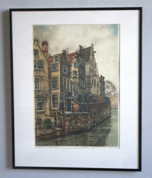 Cornelis Brandenburg - Grimnessesluis Amsterdam - heldere kleurets kopen? Bied vanaf 75!