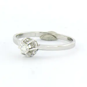 14k witgouden solitair ring met briljant geslepen diamant 0.12 ct kopen? Bied vanaf 250!