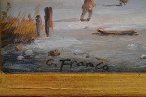 Niet of onleesbaar gesigneerd - Hollands winterlandschap - Olieverf op paneel - Gesigneerd kopen? Bied vanaf 10!