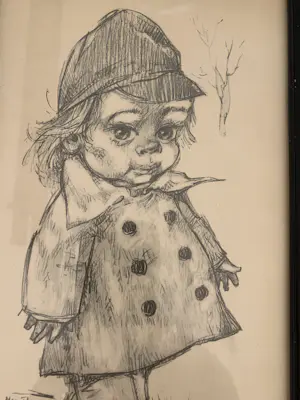 Harrie van Rosmalen - Potloodtekening in zwart wit van kleuter kopen? Bied vanaf 20!