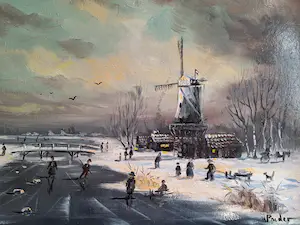 Henk Poeder - Winter tafereel kopen? Bied vanaf 125!