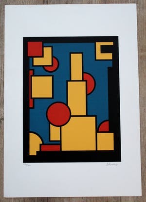 Dirk Koning - litho: geometrische compositie kopen? Bied vanaf 135!
