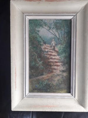 Niet of onleesbaar gesigneerd - Dame op trap kopen? Bied vanaf 10!