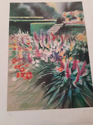 Rolf RAFFLEWSKI - Litho, , getiteld 'Giverny - Parterre de fleurs chez Monet'. kopen? Bied vanaf 40!