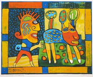 Clemens Briels - Zeefdruk, The legendary cow hunting verkocht voor € 50!