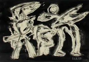 Jan Elburg - Ingelijste inkttekening: 'Figurengroep' - 1958 kaufen? Bieten Sie von 375!