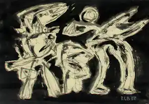Jan Elburg - Ingelijste inkttekening: 'Figurengroep' - 1958 verkauft für € 319!