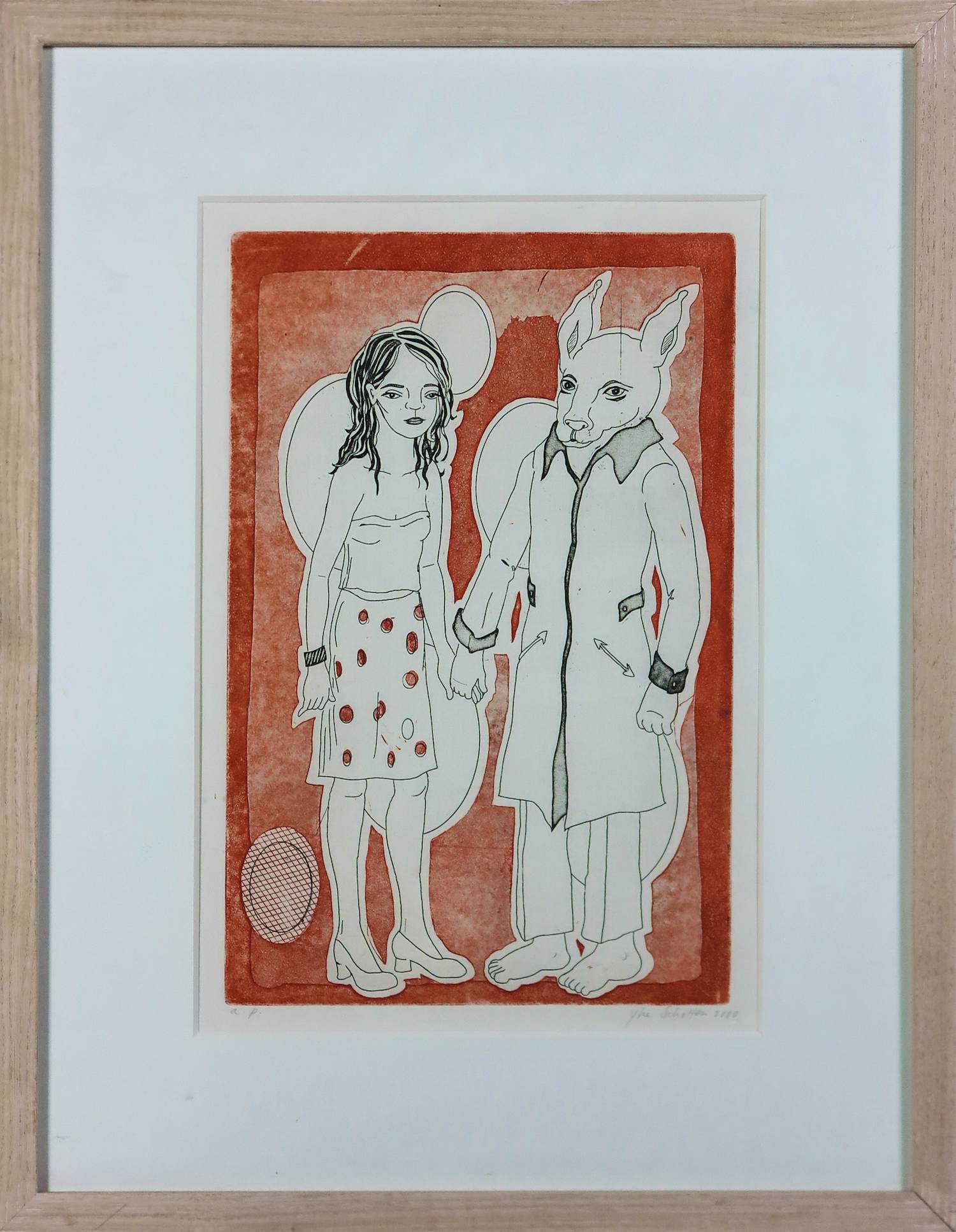 Yke Schotten - Zeefdruk op papier, Hand in hand - Ingelijst kopen? Bied vanaf 50!