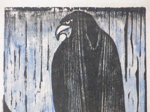 Niet of onleesbaar gesigneerd - Roofvogel op een tak - Kleurenhoutsnede kopen? Bied vanaf 1!