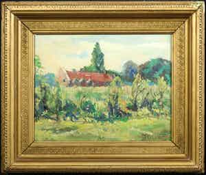 Job Frese - Olieverf op paneel, Landschap - Ingelijst vendu pour 70€ !