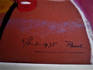 Paul Koning - Bijzonder Psychedelisch jaren 70 Pastel (ViltStift) "TaRaRaBoemDieJ" gesigneerd kopen? Bied vanaf 10!