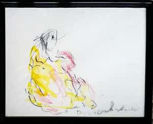 Anton Heyboer - Aquarel en houtskool op papier verkocht voor € 125!