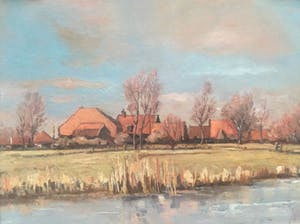 Jo van Lookeren -van Naerssen - Hollands landschap met huizen langs de ringvaart kopen? Bied vanaf 1!