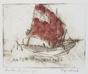 Anton Heyboer - Ets, Bootje - Ingelijst kopen? Bied vanaf 160!