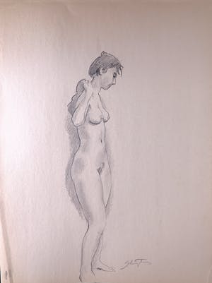 Jan Sluijters (jr.) - Potlood op papier, Staand naakt kopen? Bied vanaf 1!