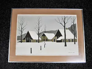 Klaas Bernink - Grote genummerde (190/250) Zeefdruk "Winter in Twente" gesigneerd kopen? Bied vanaf 84!