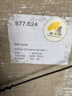 Wim Zurne - Drieluik scheepswrak kopen? Bied vanaf 250!