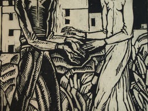 Nikolaas Eekman - Houtsnede , “Man en Vrouw” – gesigneerd – ca 1920 kopen? Bied vanaf 10!