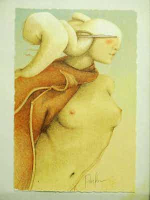 Michael Parkes - "Amazonian princess"- litho - handgesigneerd - 1983 - ingelijst verkocht voor € 125!