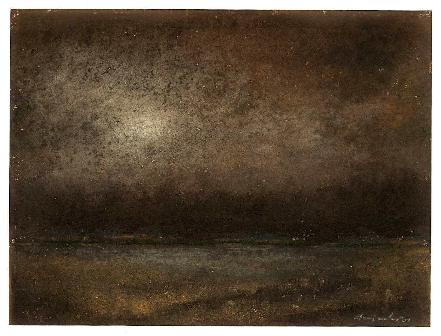 Harry van Kuyk - Erg mooie pastel ""Gezicht over de Groenlanden - Ooij" - 2004 - gesigneerd verkocht voor € 64!