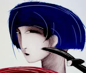 Dana Andreev - Kleurenets: A Girl with a Bird - 1999 verkocht voor € 125!