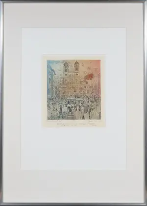 Arnold Gross - Ets en aquatint, De Spaanse trappen - Ingelijst kopen? Bied vanaf 300!
