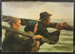 Charles Petit - Olieverf op doek, Vissersfamilie kopen? Bied vanaf 1!