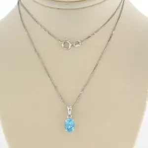 14k wit gouden collier bezet met topaz - 45cm kaufen? Bieten Sie von 140!