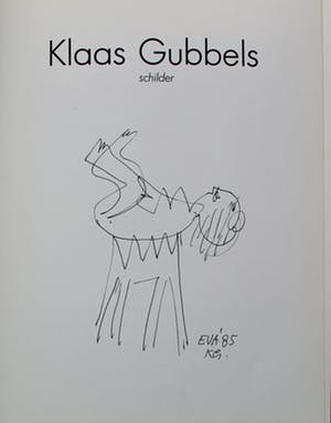 Klaas Gubbels - pen en potloodtekening in boek van galerie Espace + 3 catalogussen kopen? Bied vanaf 99!