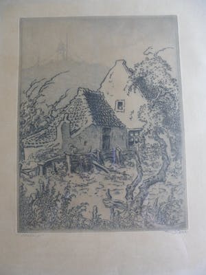 Toon de Jong - Ets, Titel, Vlieland kopen? Bied vanaf 40!