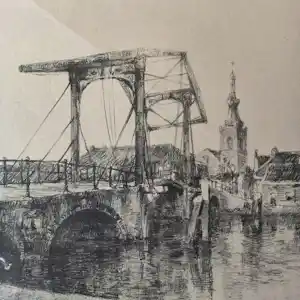 Johan Hendrik van Mastenbroek - Gezicht op een stad met ophaalbrug verkauft für € 50!