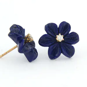 18k rose gouden oorknoppen met lapis lazuli en briljant geslepen diamant 0.08 ct kopen? Bied vanaf 185!