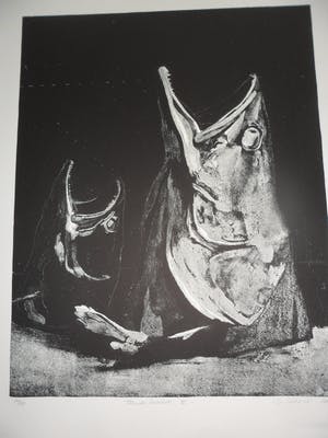 Jean-Baptiste Sécheret - Litho, titel. "Snoekkoppen III ". kopen? Bied vanaf 30!