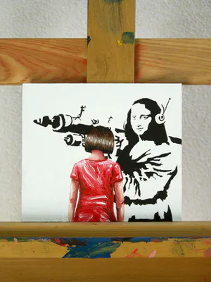 Gerard Boersma - Bazooka Mona Lisa (Vrouw kijkend naar schilderij van Banksy) kopen? Bied vanaf 75!