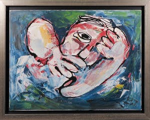 Martin van Wordragen - Olieverf op doek, Zwemmer- Ingelijst kopen? Bied vanaf 10!