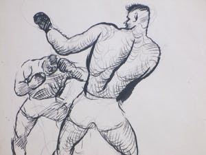 Herman Bieling - Boksgevecht - Pentekening kopen? Bied vanaf 35!