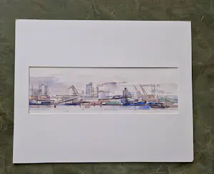 Christian Laret - Aquarel op papier "Mercuriushaven Amsterdam" - gesigneerd - ZGAN kopen? Bied vanaf 35!