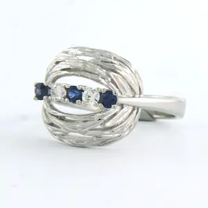 14k wit gouden ring met saffier en briljant geslepen diamanten 0,10ct - rm 17.75 kopen? Bied vanaf 270!