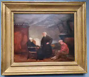 Maurice Mareels - Boereninterieur met 3 figuren Olieverf Lage startprijs! verkauft für € 99!